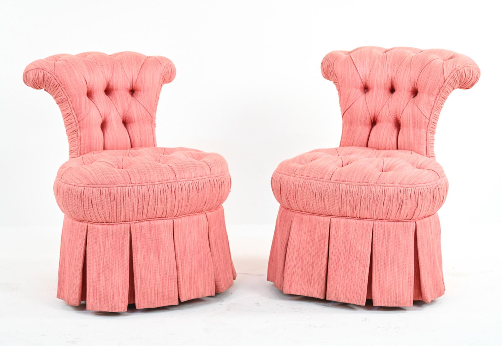 PAIR OF TUFTED BOUDOIR SLIPPER CHAIRS (1 of 11)