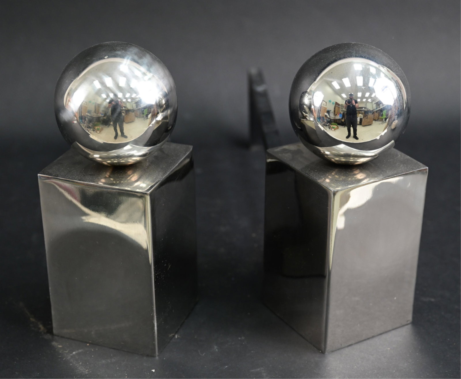 PAIR OF MODERN CHROME ANDIRONS (1 of 6)