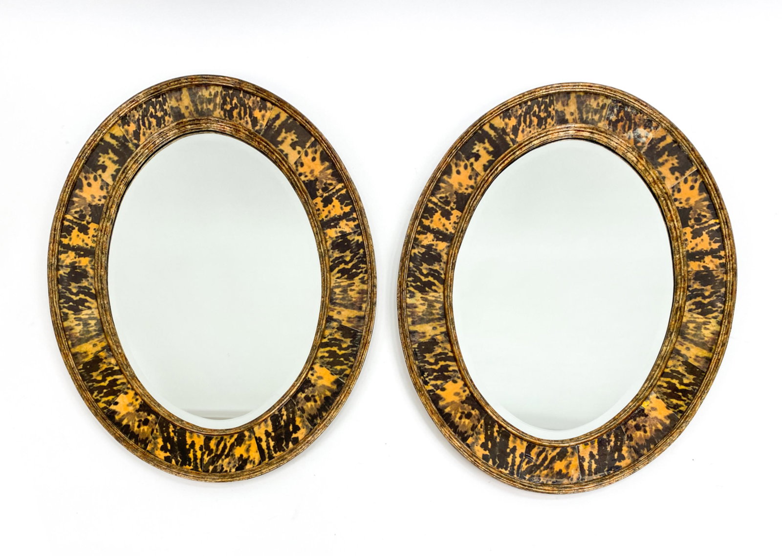 PAIR OF CONTEMPORARY FAUX-TORTOISE WALL MIRRORS (1 of 7)