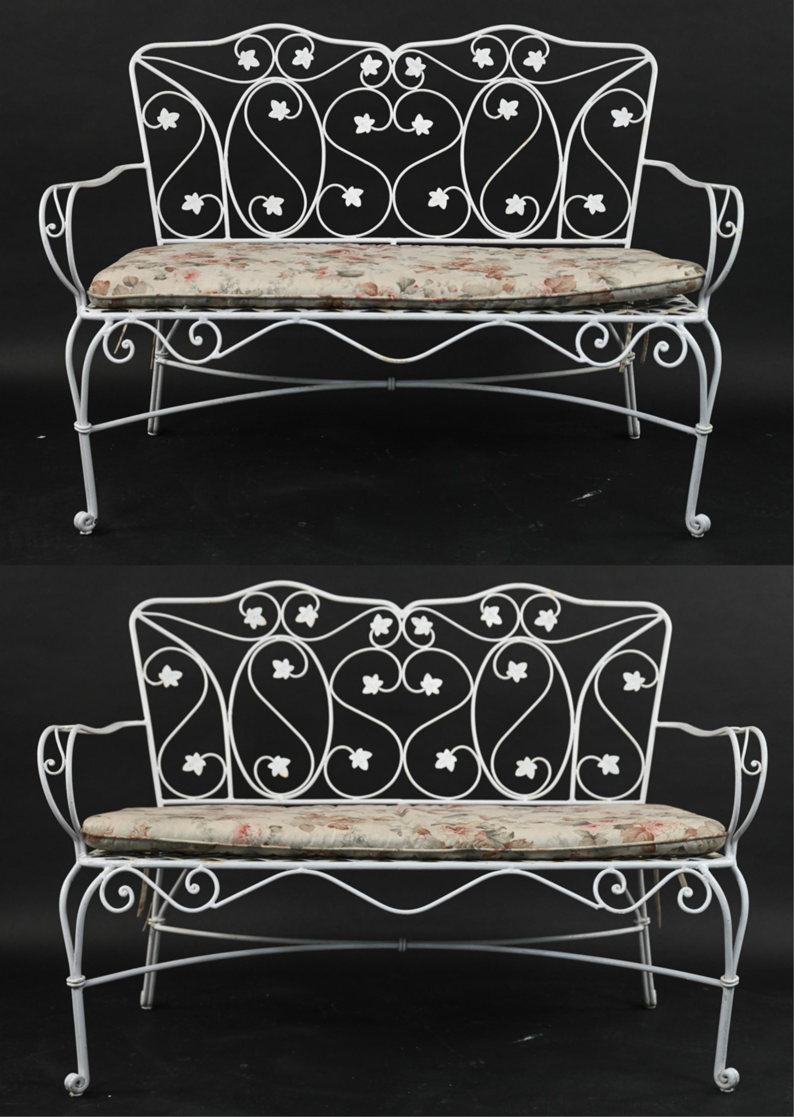 PAIR OF PAINTED WROUGHT IRON PATIO LOVESEATS (1 of 20)