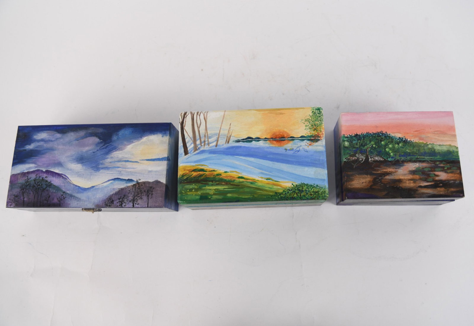 (3) DONNA MARXER (1934-2019) PAINTED POETRY BOXES (1 of 19)