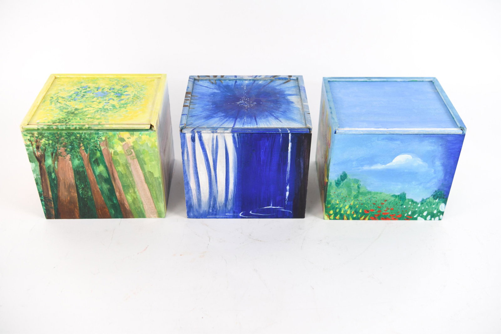 (3) DONNA MARXER (1934-2019) PAINTED POETRY BOXES (1 of 17)