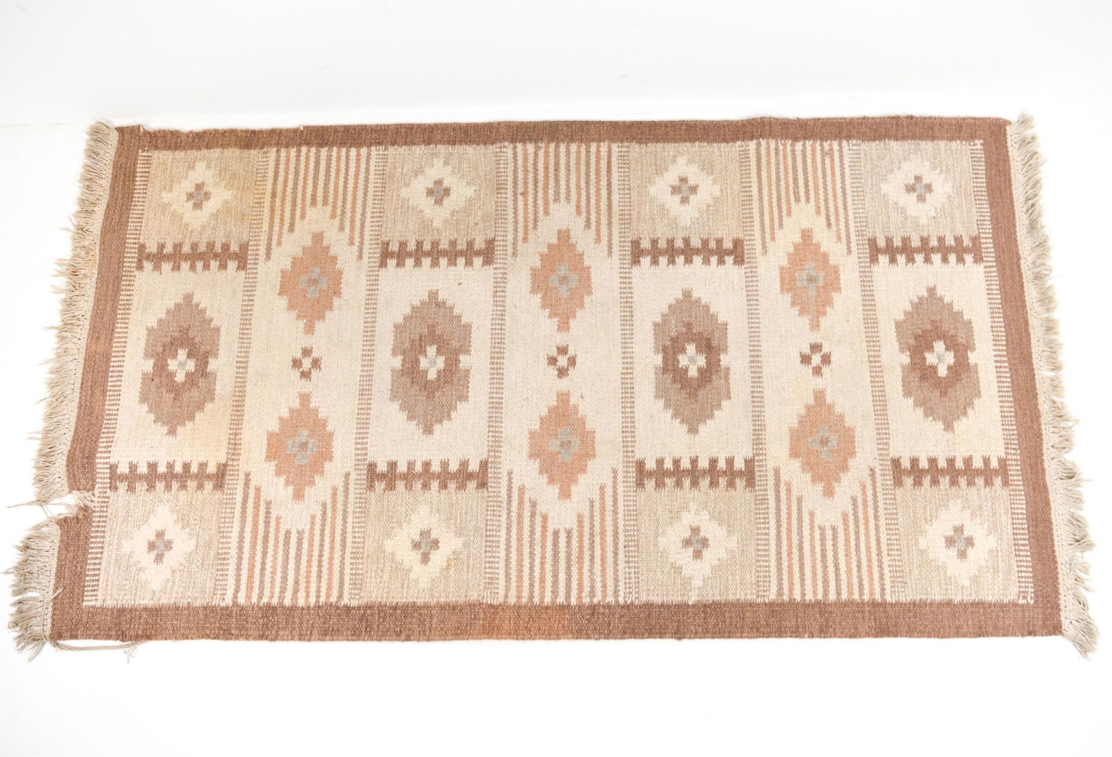 MID-CENTURY HAND-KNOTTED FLAT WEAVE THROW RUG (1 of 12)