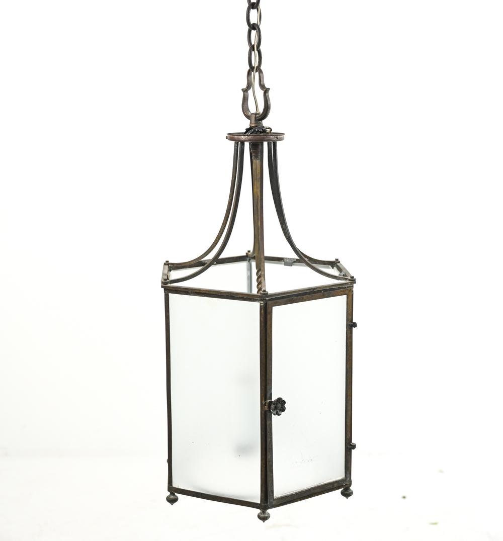 VINTAGE FROSTED GLASS PENDANT LIGHT FIXTURE (1 of 9)