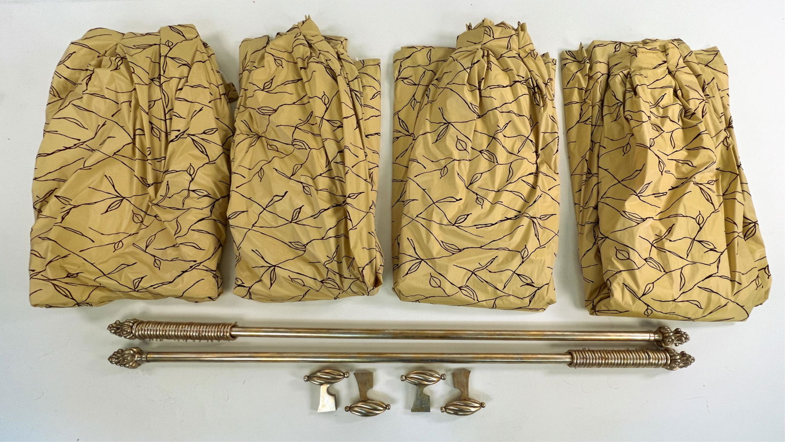 (4) CUSTOM SILK DRAPERY PANELS, FAUX-GILT HARDWARE (1 of 15)