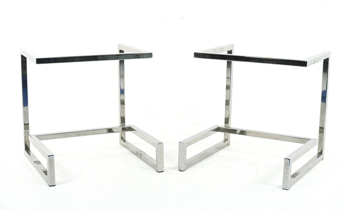 PAIR OF MODERN CHROME SIDE TABLE BASES (1 of 8)