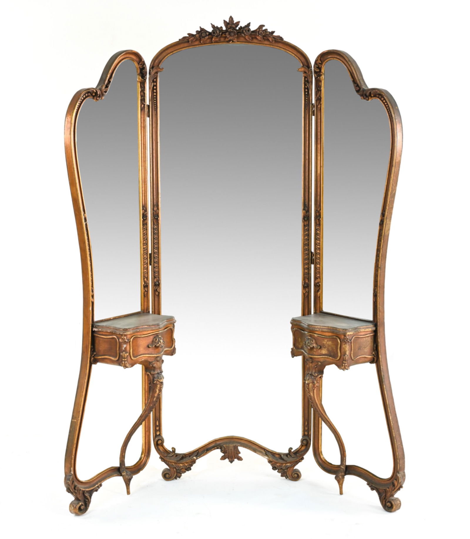 FRENCH HOLLYWOOD REGENCY GILTWOOD DRESSING MIRROR (1 of 14)
