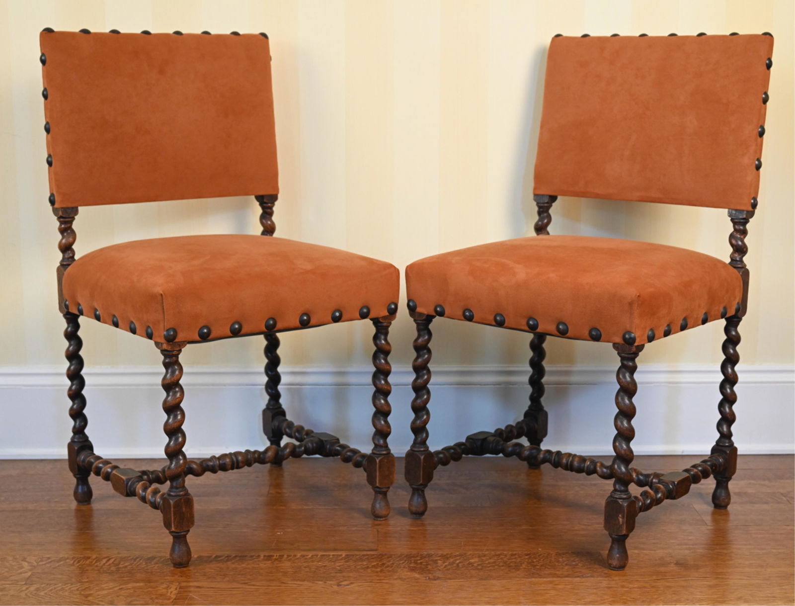 PAIR OF ANTIQUE BARLEY TWIST SIDE CHAIRS (1 of 15)