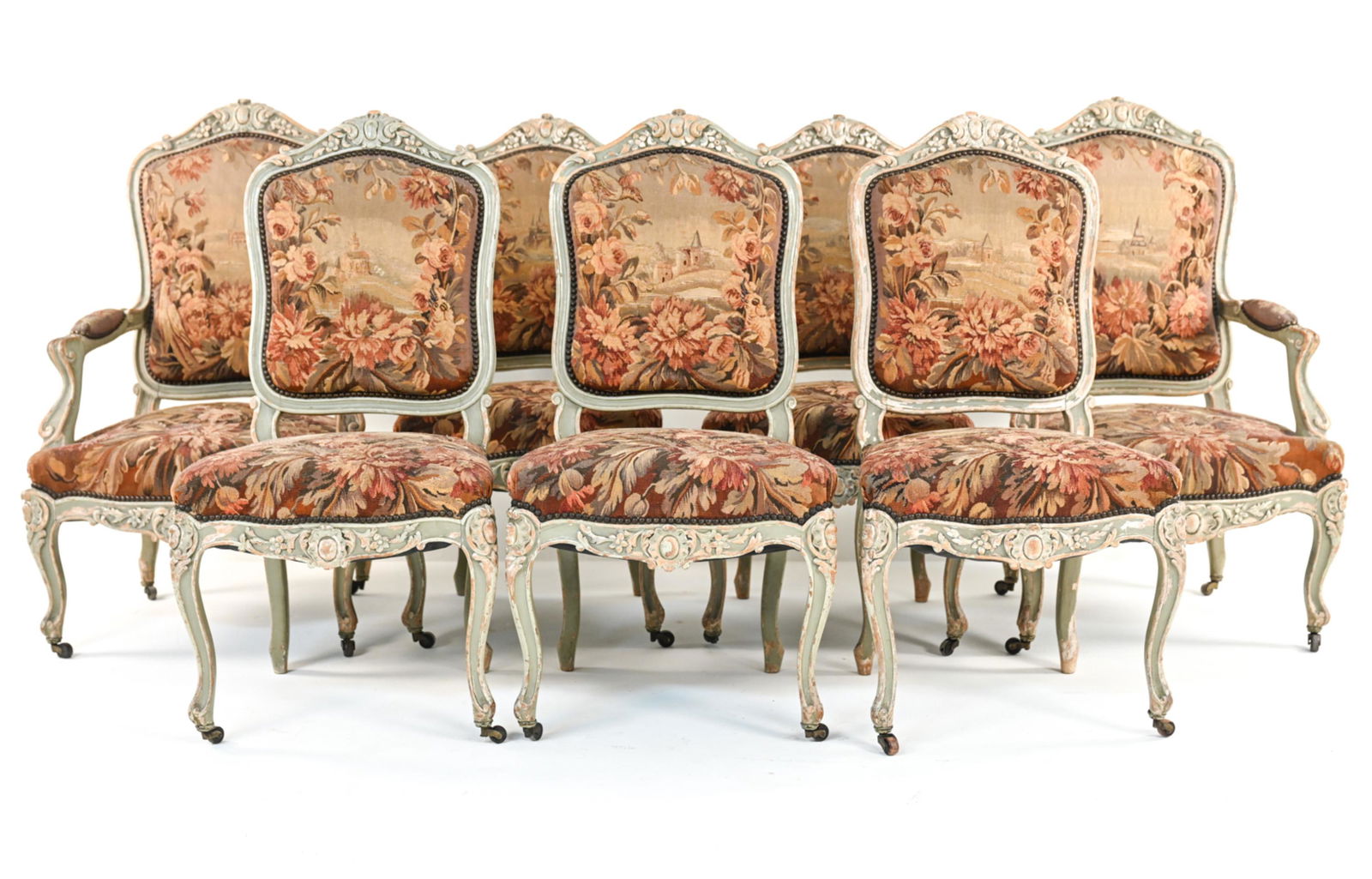 (7) ANTIQUE AUBUSSON TAPESTRY FAUTEUIL CHAIRS (1 of 18)