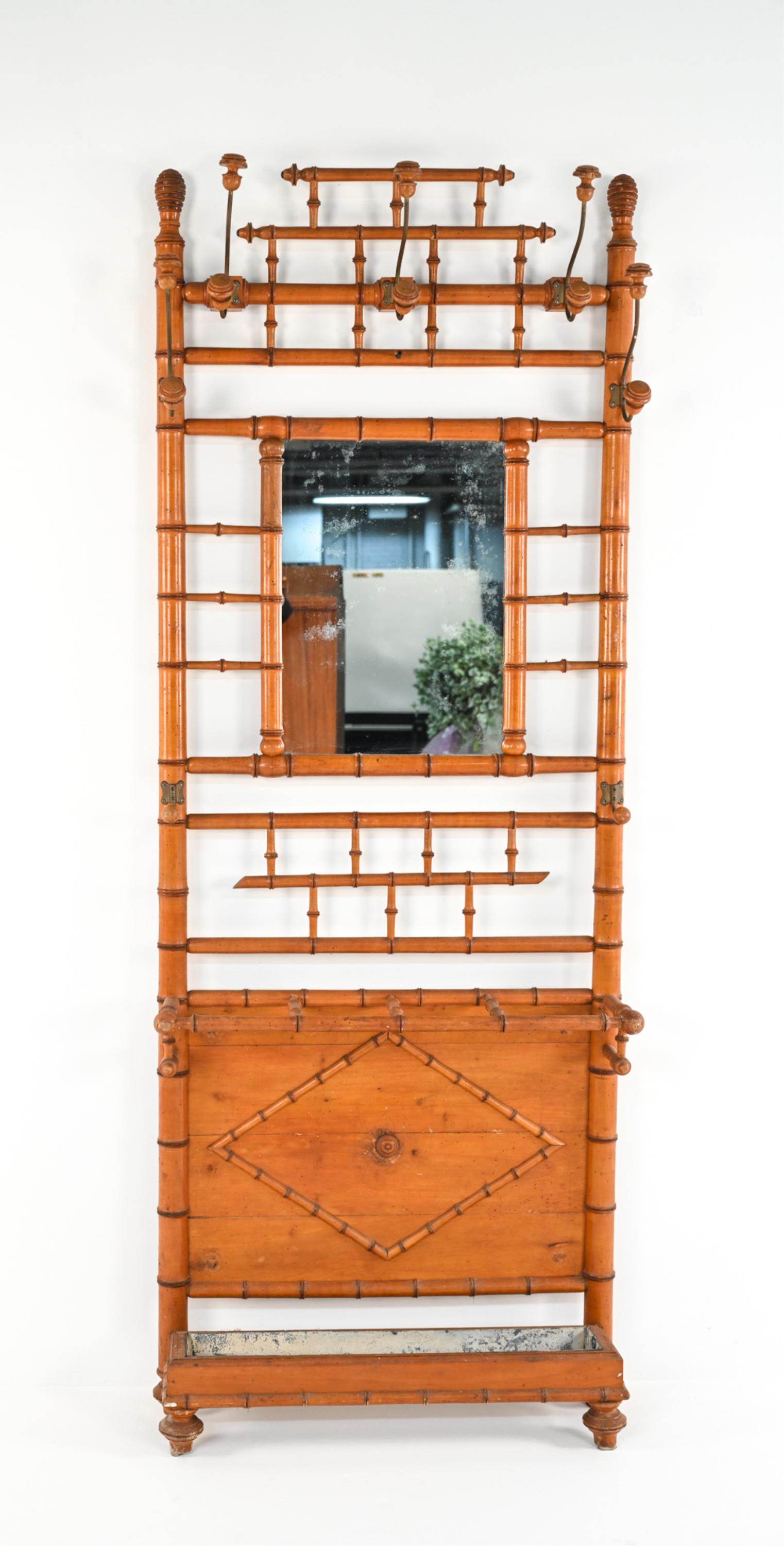 CHINESE CHIPPENDALE STYLE FAUX BAMBOO HALL TREE (1 of 19)