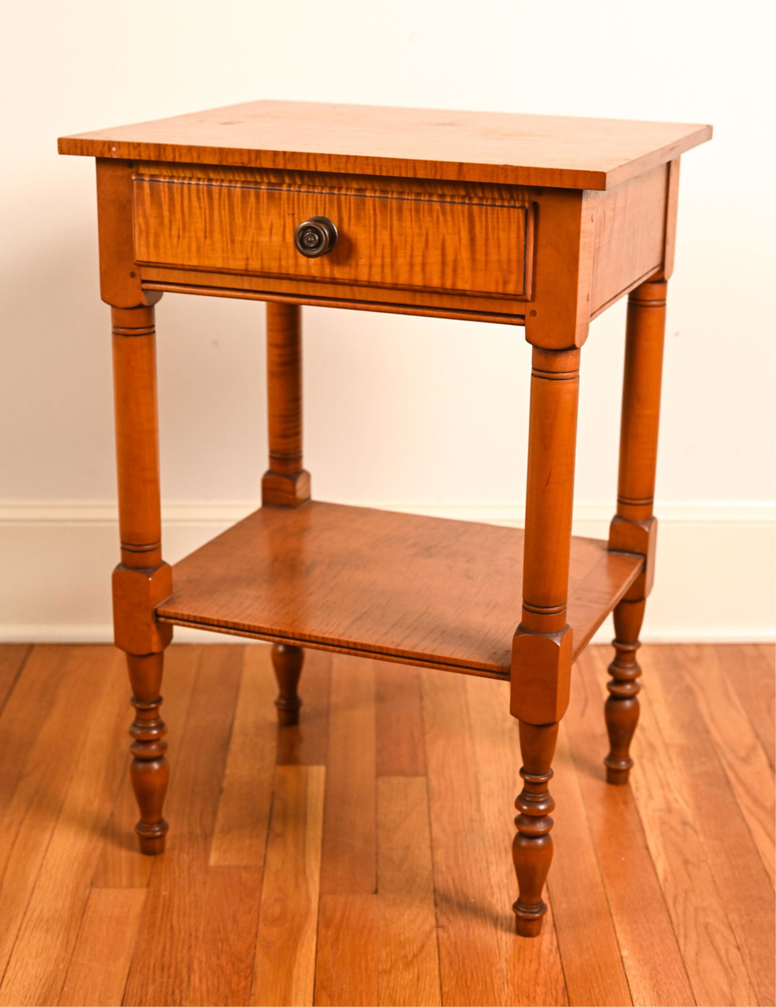 ELDRED WHEELER TIGER MAPLE SIDE TABLE (1 of 10)