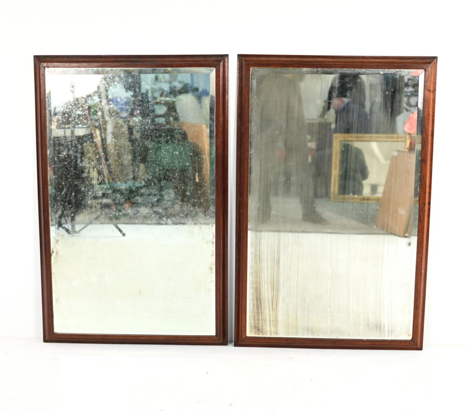 PAIR MAHOGANY BEVELED GLASS DRESSING MIRRORS (1 of 8)