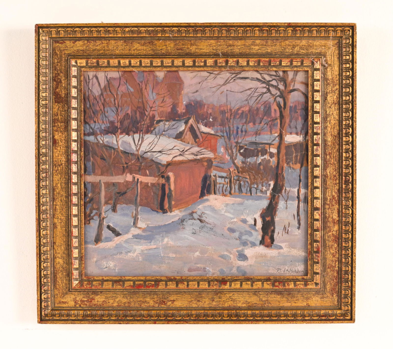 ROBERT L. LAMBDIN (1886-1981) O/B WINTER LANDSCAPE (1 of 7)