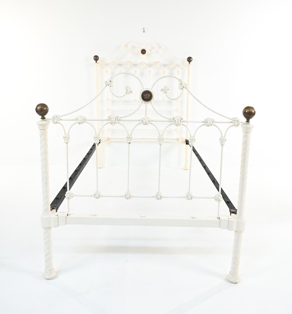 ANTIQUE FRENCH IRON & BRASS TWIN BED FRAME (1 of 16)