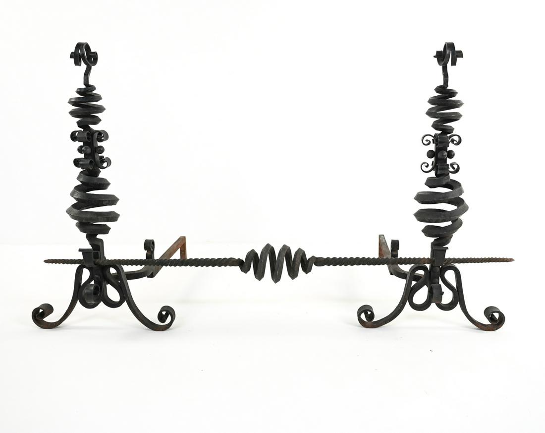 ARTS AND CRAFTS STYLE CAST IRON ANDIRONS (1 of 17)