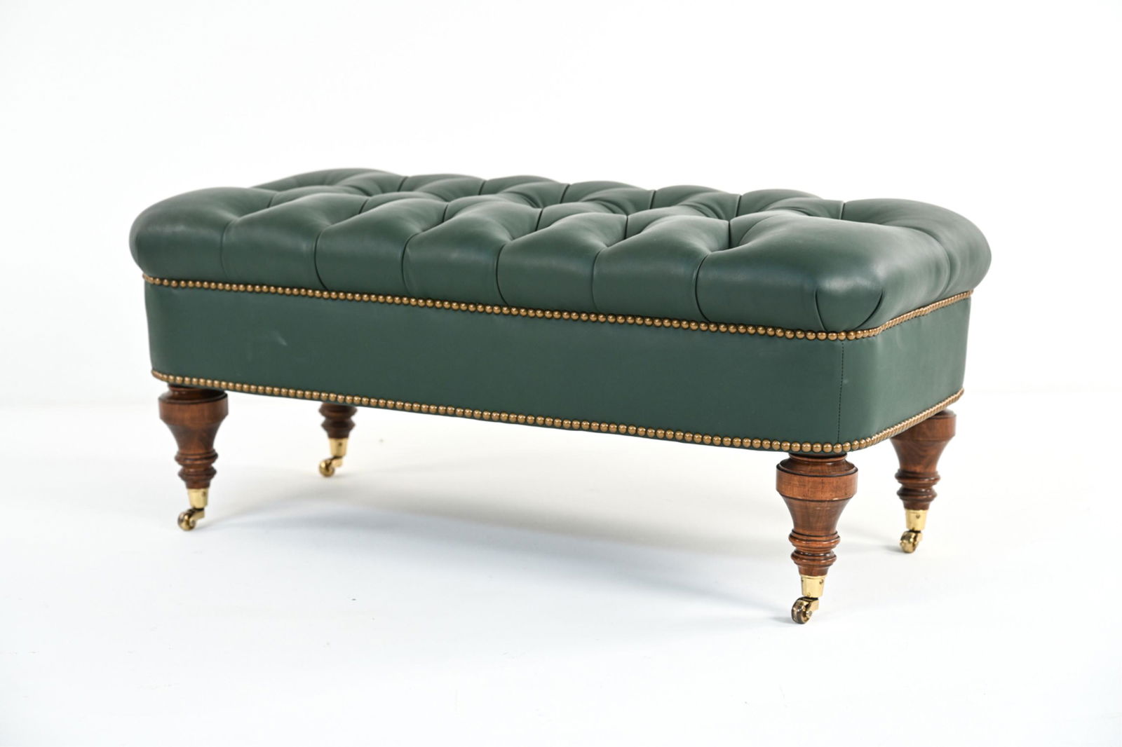 CONTEMPORARY TUFTED LEATHER OTTOMAN OR BENCH (1 of 9)
