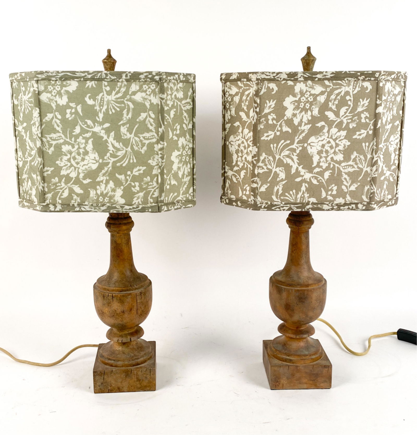 PAIR OF CONTEMPORARY WOODEN URN TABLE LAMPS (1 of 20)