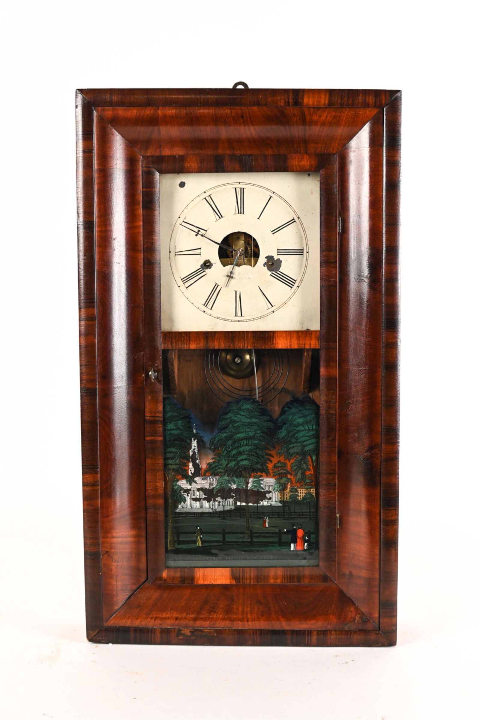 J.C. BROWN REVERSE PAINTED WALL CLOCK NEW HAVEN (1 of 16)