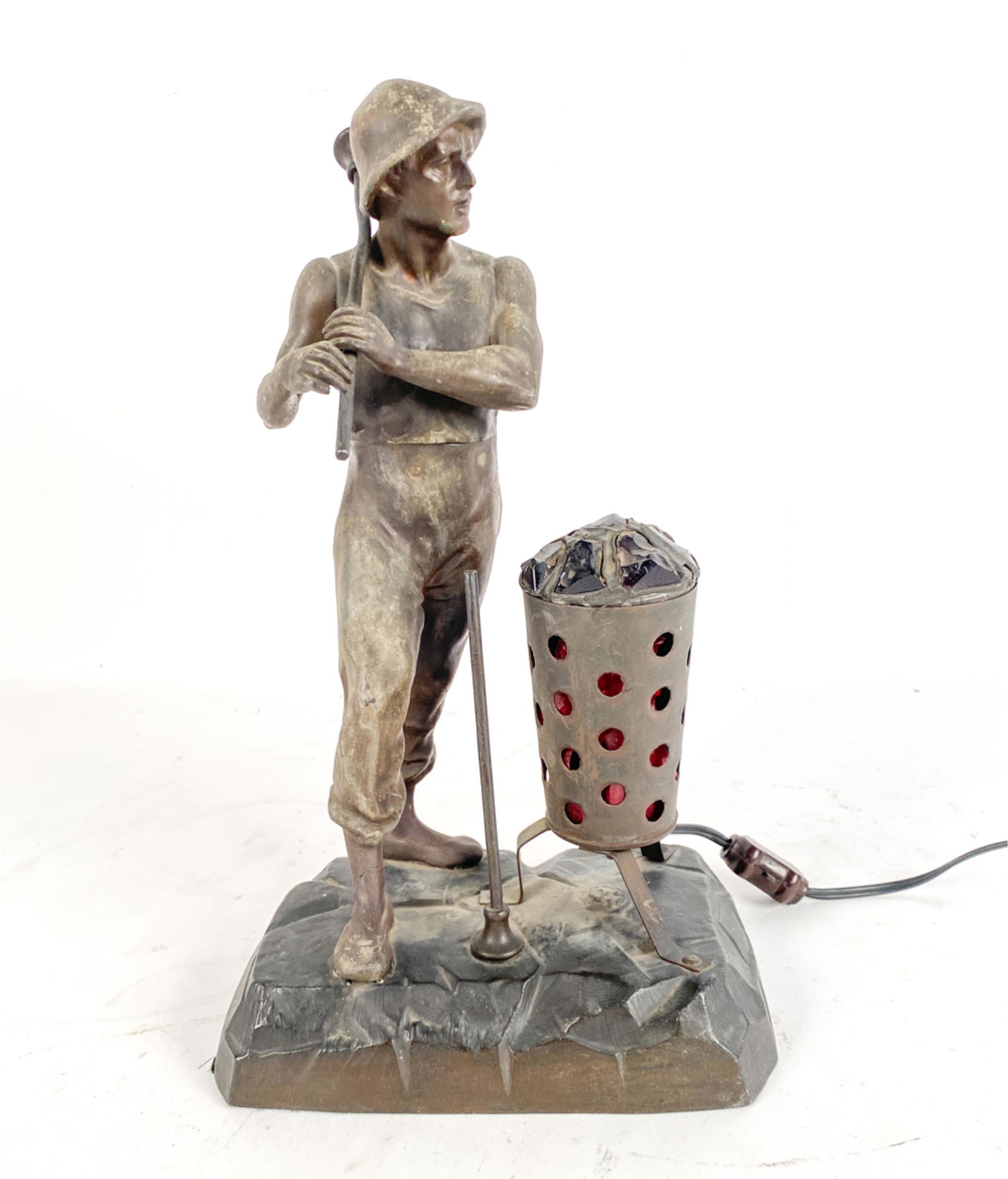 VINTAGE FIGURATIVE CAST METAL LAMP (1 of 20)