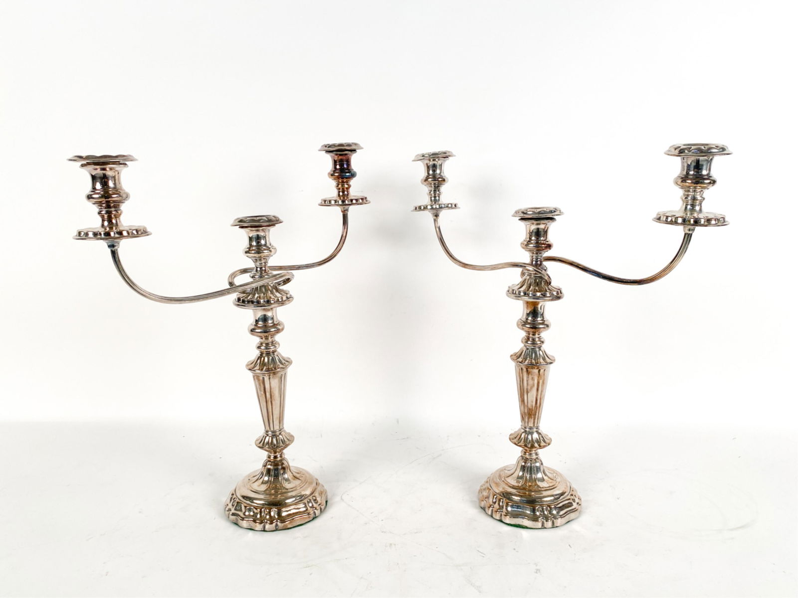 PAIR OF LARGE WEIGHTED SILVERPLATE CANDELABRAS (1 of 18)