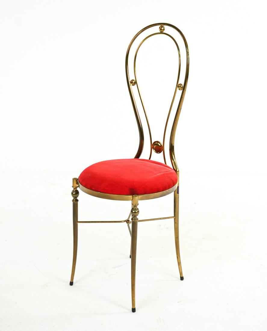 MANNER OF CHIAVARI BRASS & VELVET VANITY CHAIR (1 of 13)