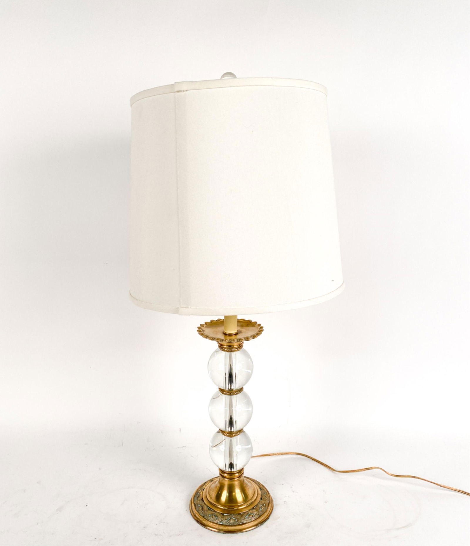 ANTIQUE FRENCH BRASS AND GLASS TABLE LAMP (1 of 15)