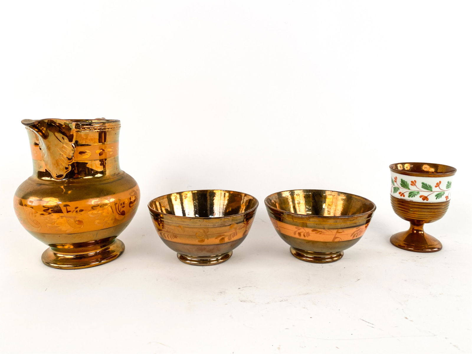 ANTIQUE ENGLISH COPPER LUSTERWARE PORCELAIN GROUP (1 of 16)