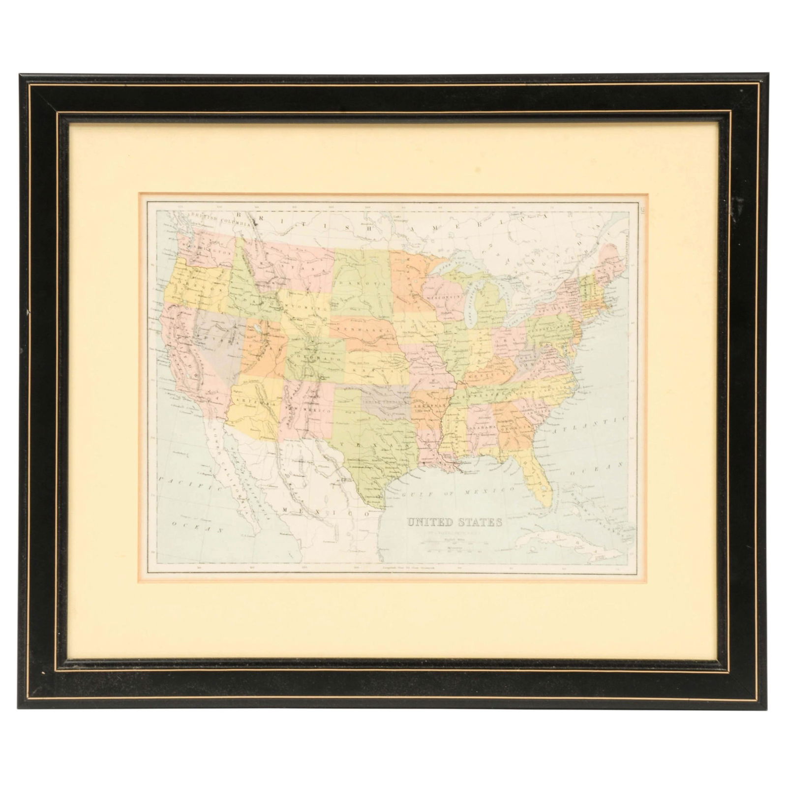 J. BARTHOLOMEW HAND-COLORED ENGRAVED MAP OF US (1 of 8)