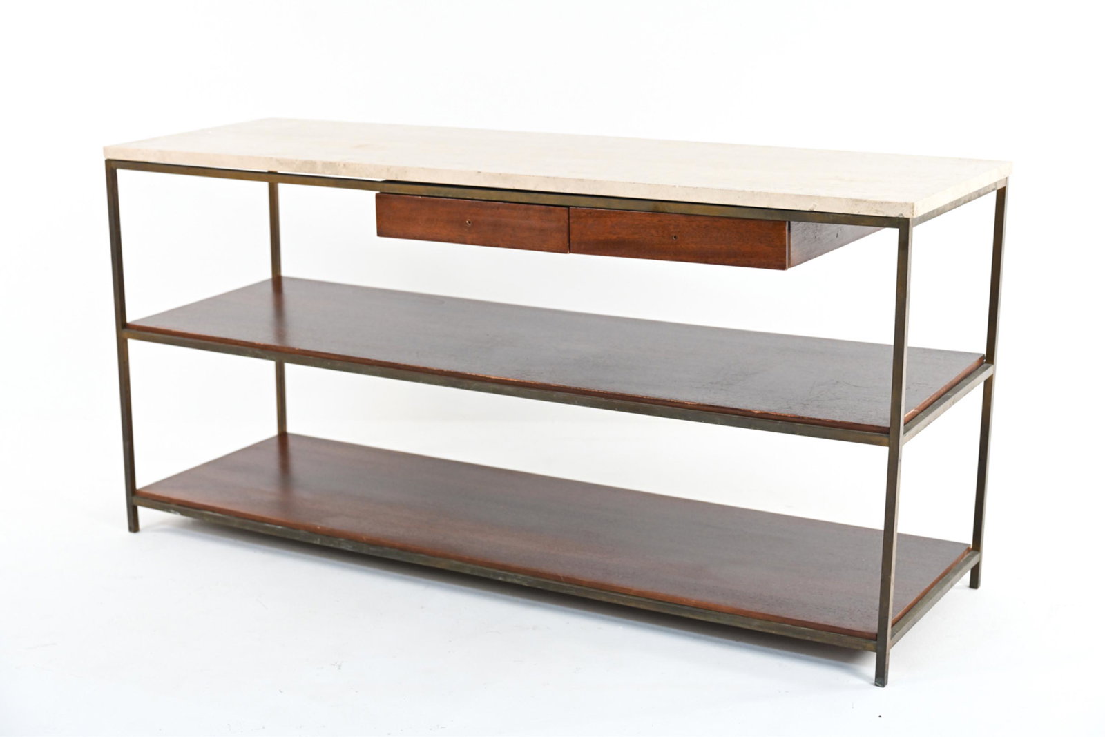 PAUL MCCOBB IRWIN COLLECTION TRAVERTINE CONSOLE (1 of 14)