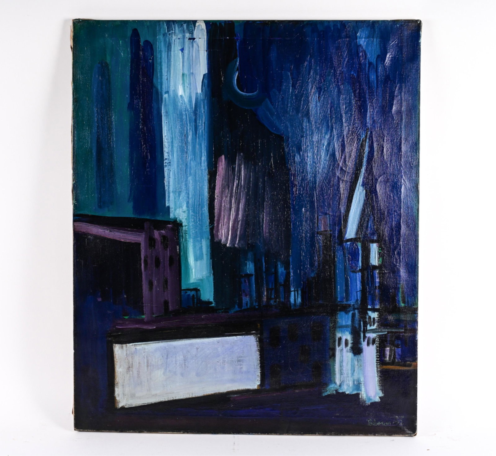 BEN BENN (1884-1983) ABSTRACT CITY VIEW O/C (1 of 12)