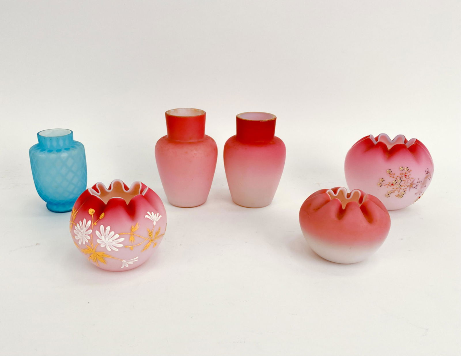 (6) VICTORIAN SATIN GLASS VESSELS (1 of 13)