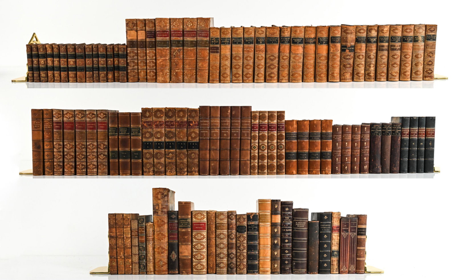 LARGE GROUPING OF ANTIQUE LEATHER-BOUND BOOKS (1 of 20)