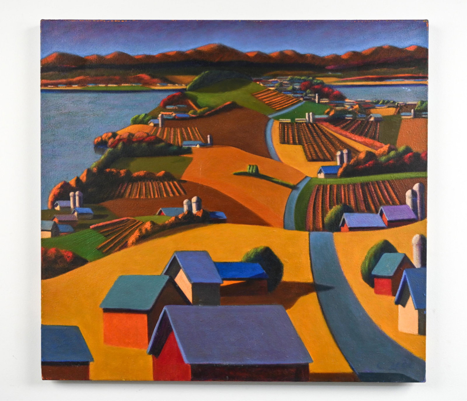 CONTEMPORARY MIDWEST FARM LANDSCAPE O/C, SIGNED (1 of 18)