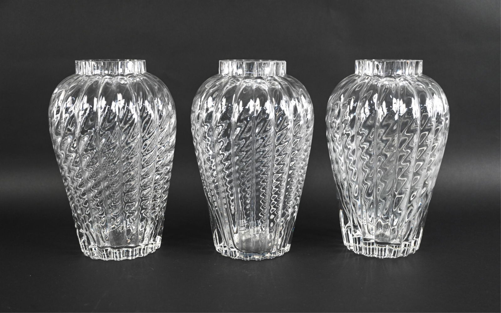 (3) LARGE TIFFANY CRYSTAL VASES (1 of 10)