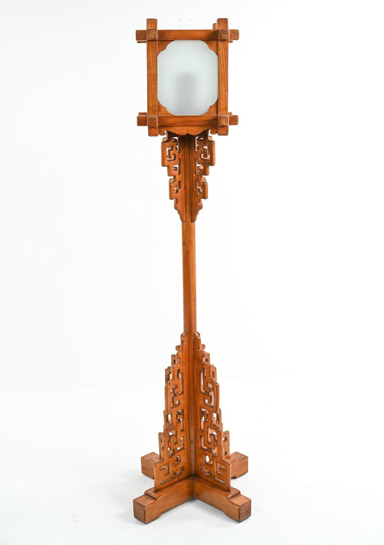 CHINESE CARVED WOOD FLOOR CANDLE LANTERN (1 of 15)