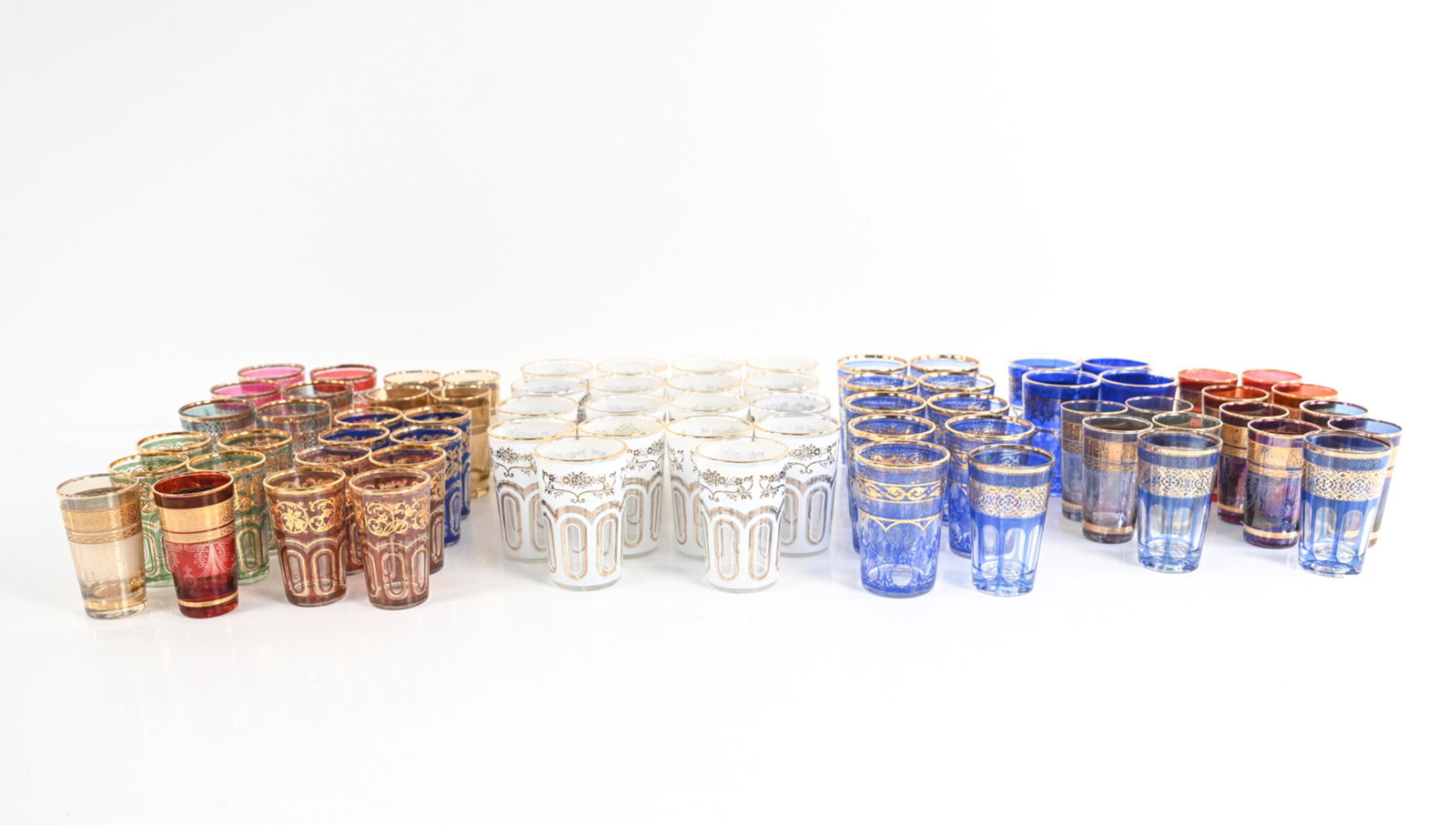 GROUPING OF BOHEMIAN GLASS TUMBLERS & CORDIALS (1 of 11)