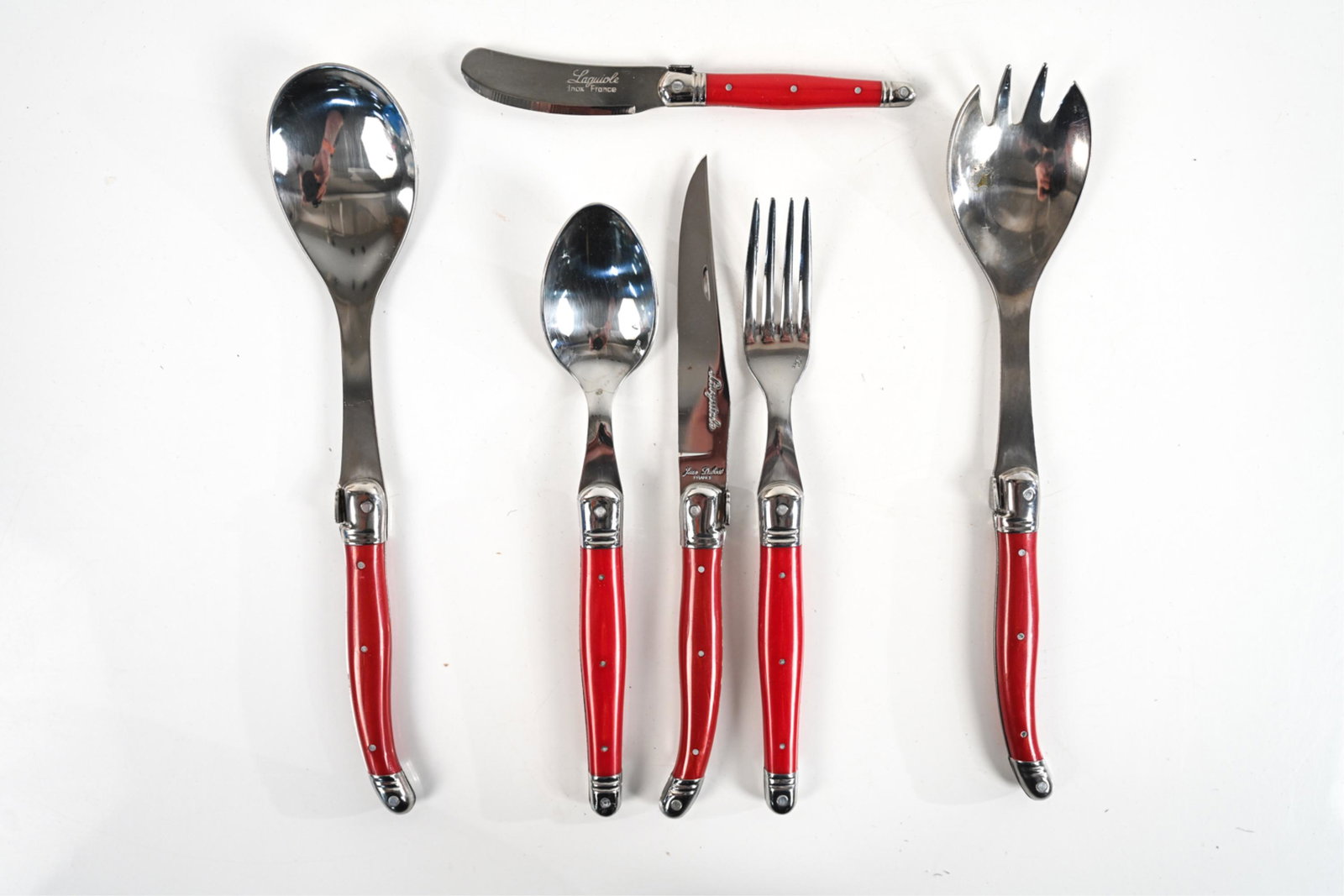 JEAN DUBOST LAGUIOLE RED CUTLERY SERVICE FOR (12) (1 of 20)