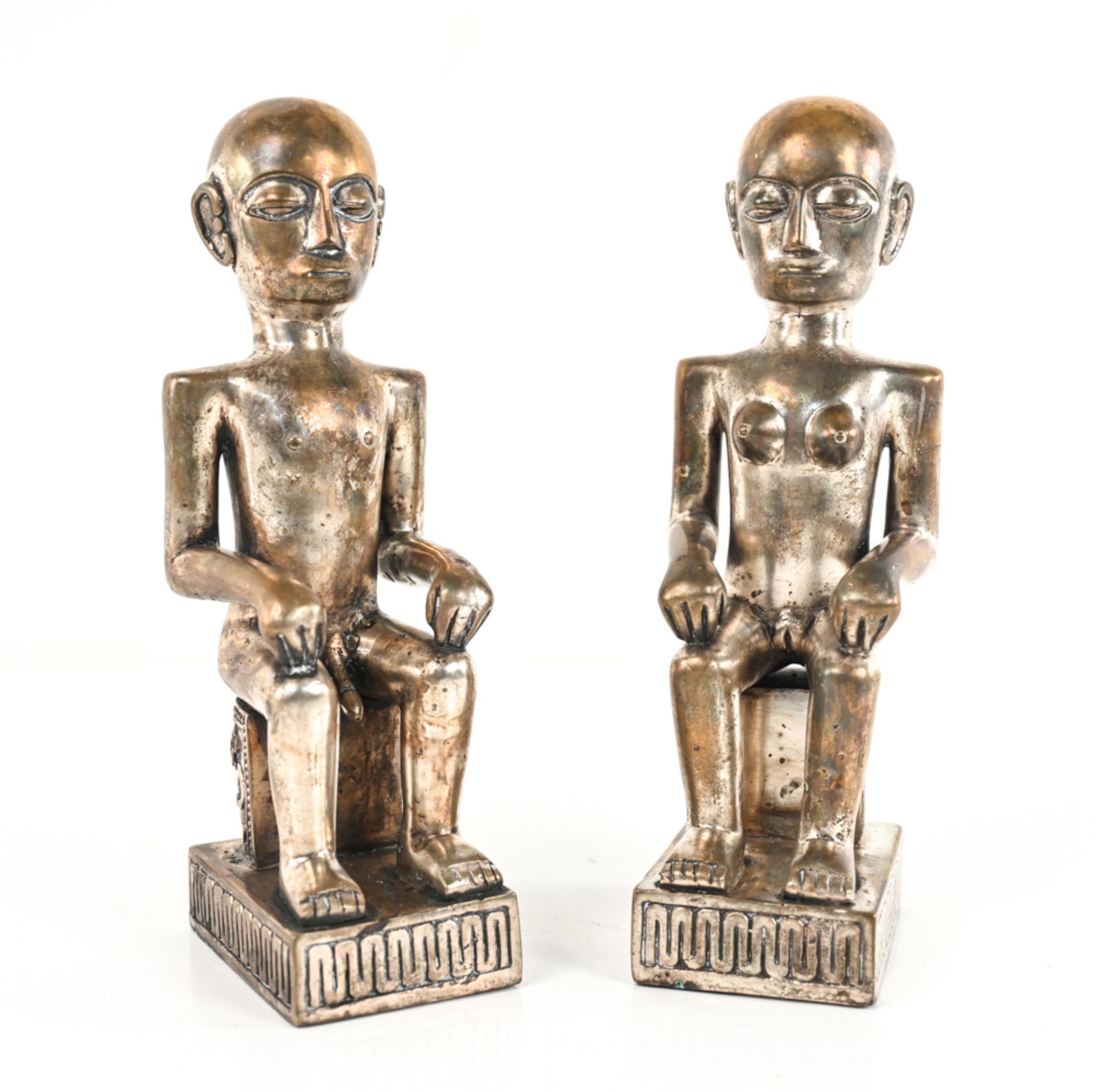 PAIR OF SILVERED BRASS FIGURE BOOKENDS (1 of 15)