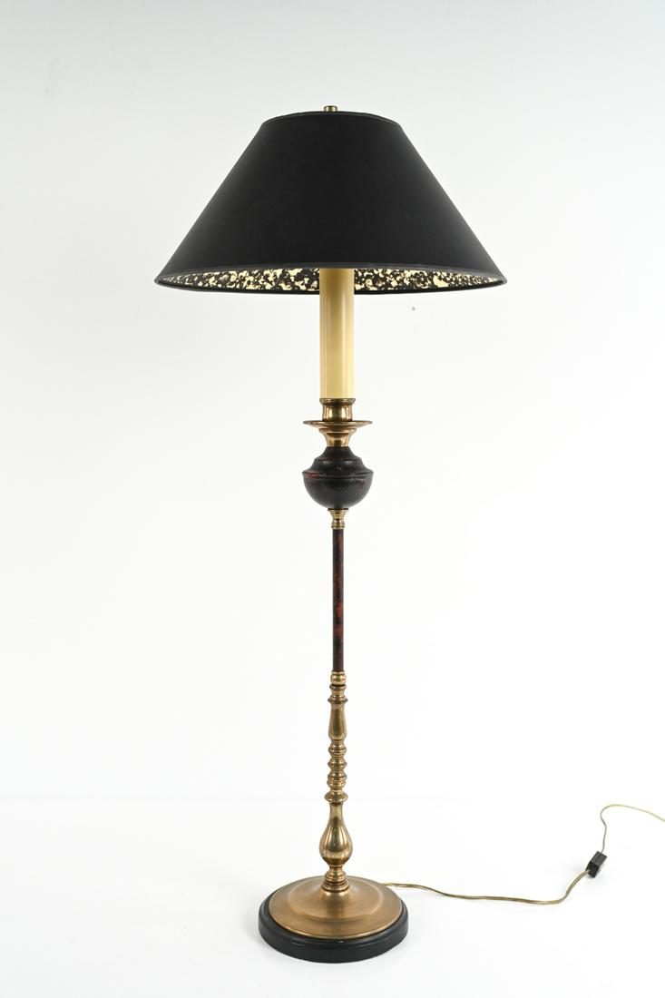 PAINTED BRASS CANDLESTICK-STYLE TABLE LAMP (1 of 10)