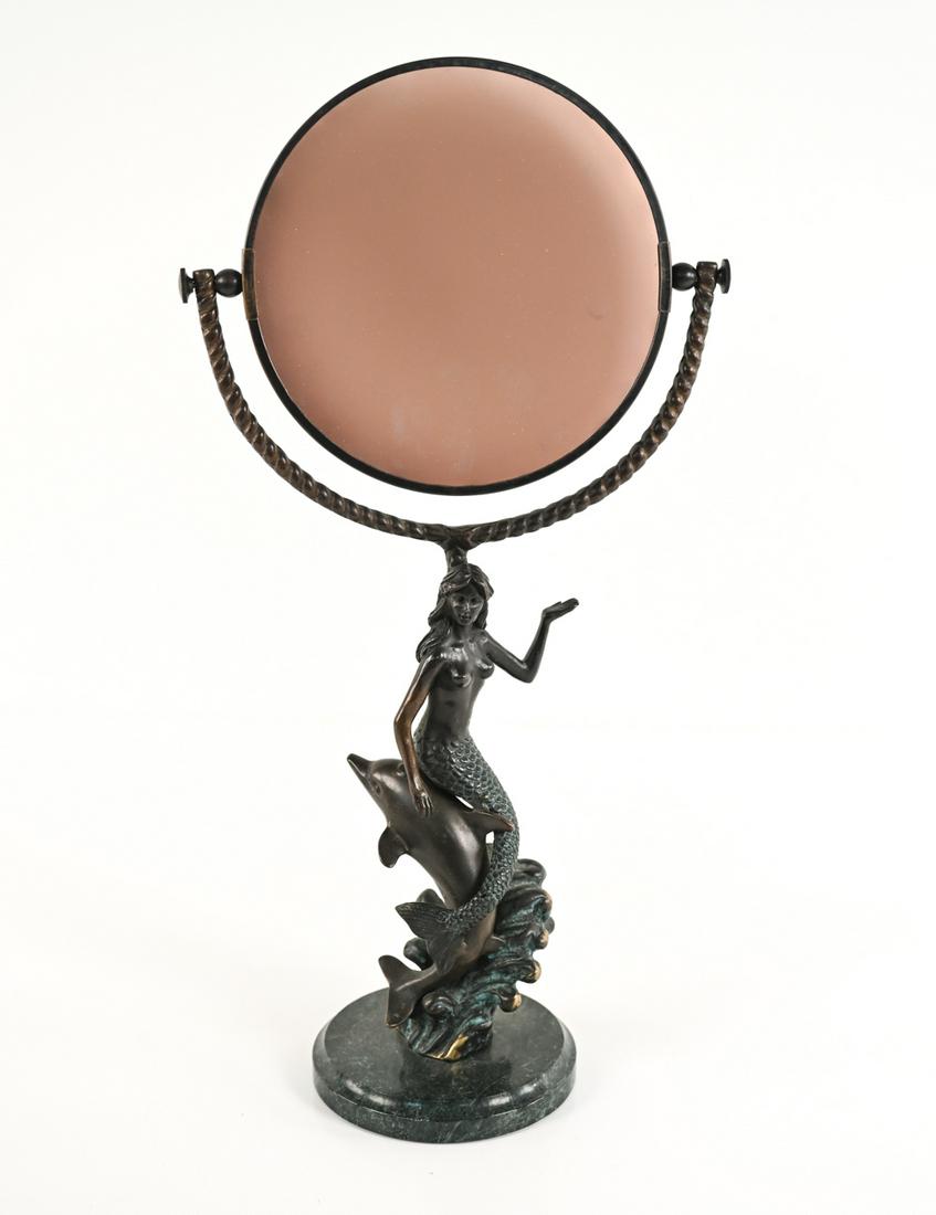 BRONZE MERMAID & DOLPHIN MAGNIFYING VANITY MIRROR (1 of 16)