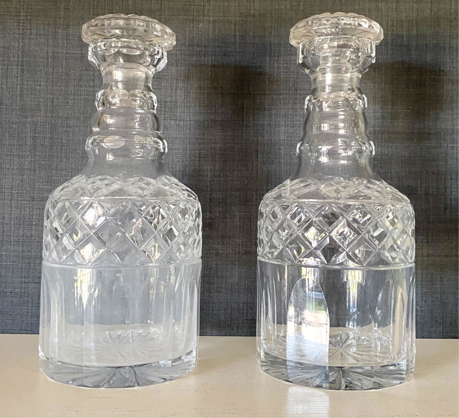 PAIR OF CUT GLASS DECANTERS (1 of 6)
