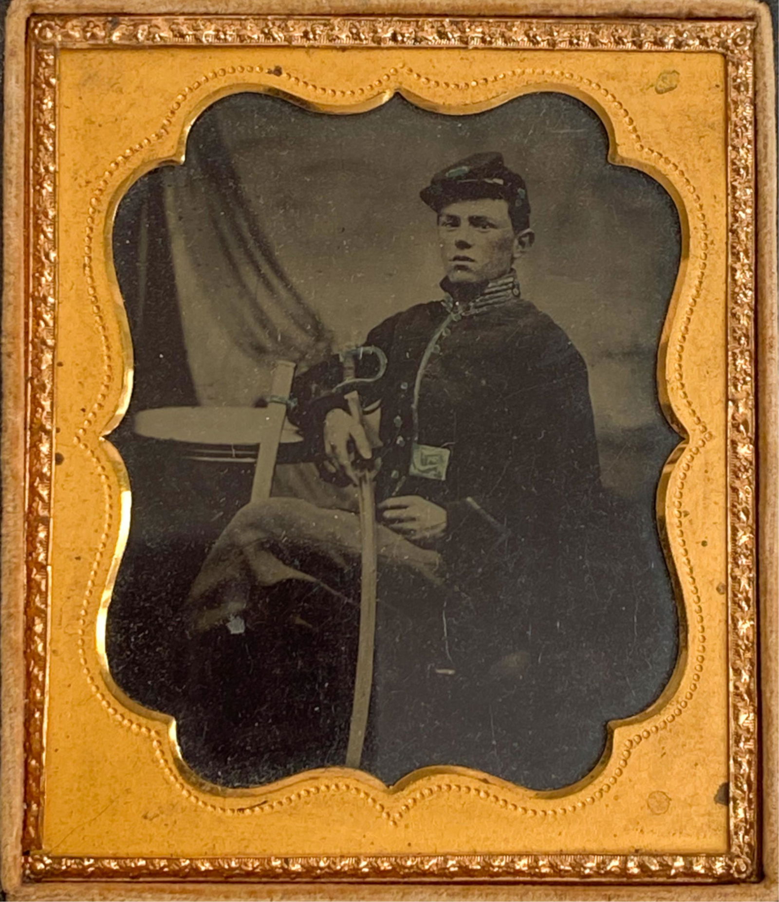 1/6 PLATE TINTYPE SEATED SOLDIER (1 of 7)