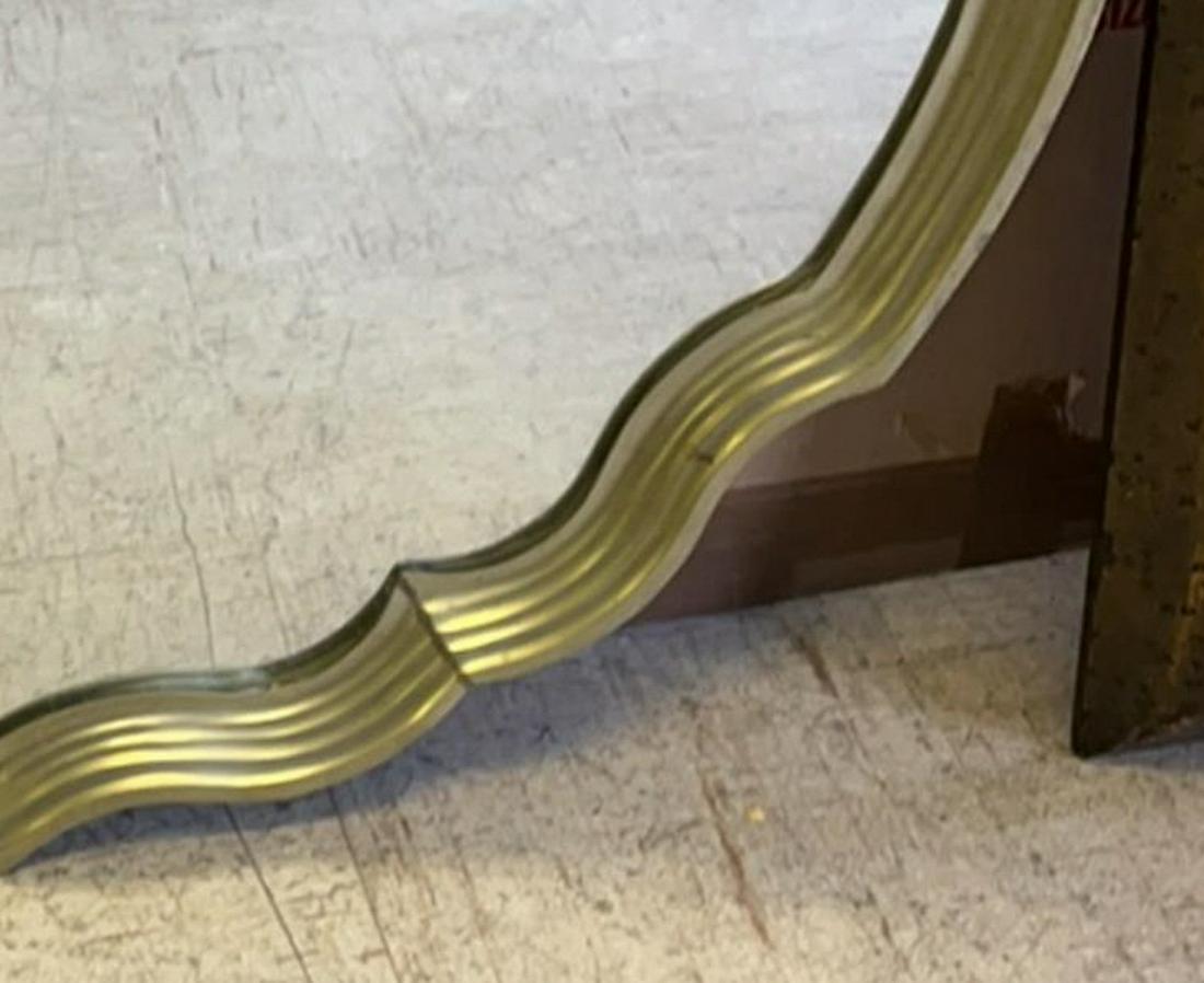 MODERN BRASS SCALLOP FRAMED MIRROR (1 of 10)