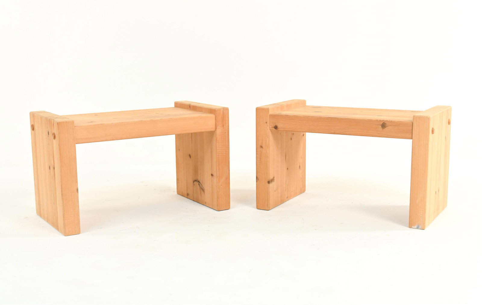 PAIR OF JENS LYNGSOE PINE STOOLS, 1980'S (1 of 8)