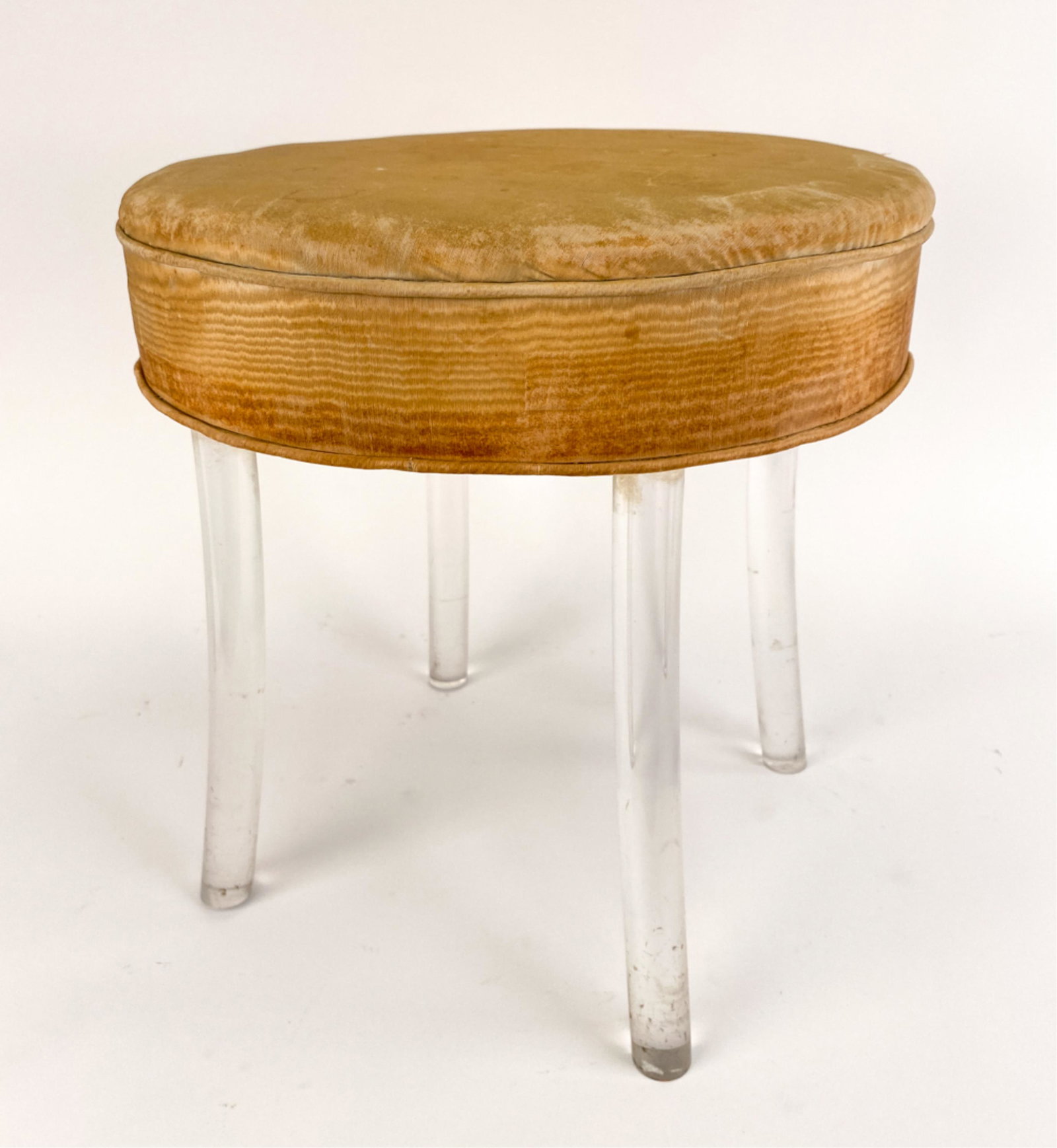MID-CENTURY REFLECTONE LUCITE SWIVEL VANITY STOOL (1 of 11)