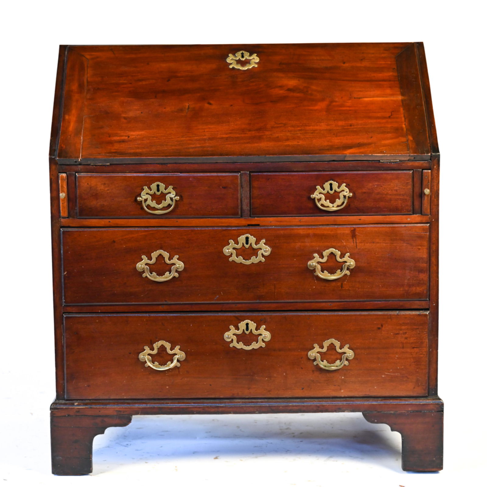 19TH C. MAHOGANY & OAK SLANT-FRONT SECRETARY CHEST (1 of 20)