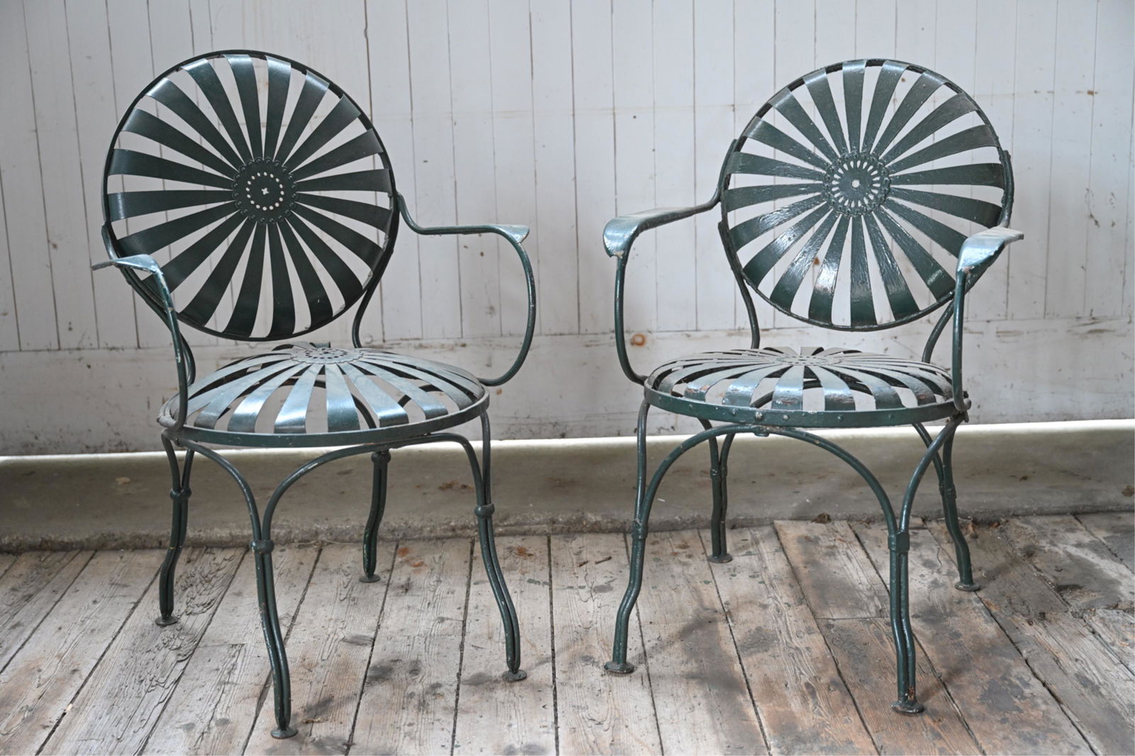 ATTR. FRANCOIS CARRE DECO SUNBURST PATIO CHAIRS (1 of 10)
