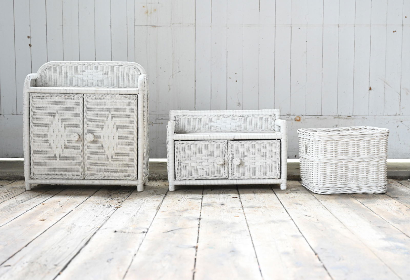 PAINTED WICKER STORAGE GROUPING (1 of 9)