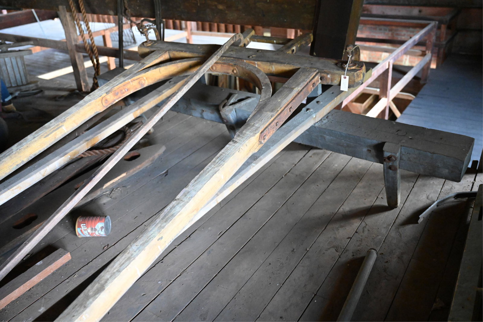 ANTIQUE WOODEN HORSE DRAWN FRAME PARTS (1 of 13)