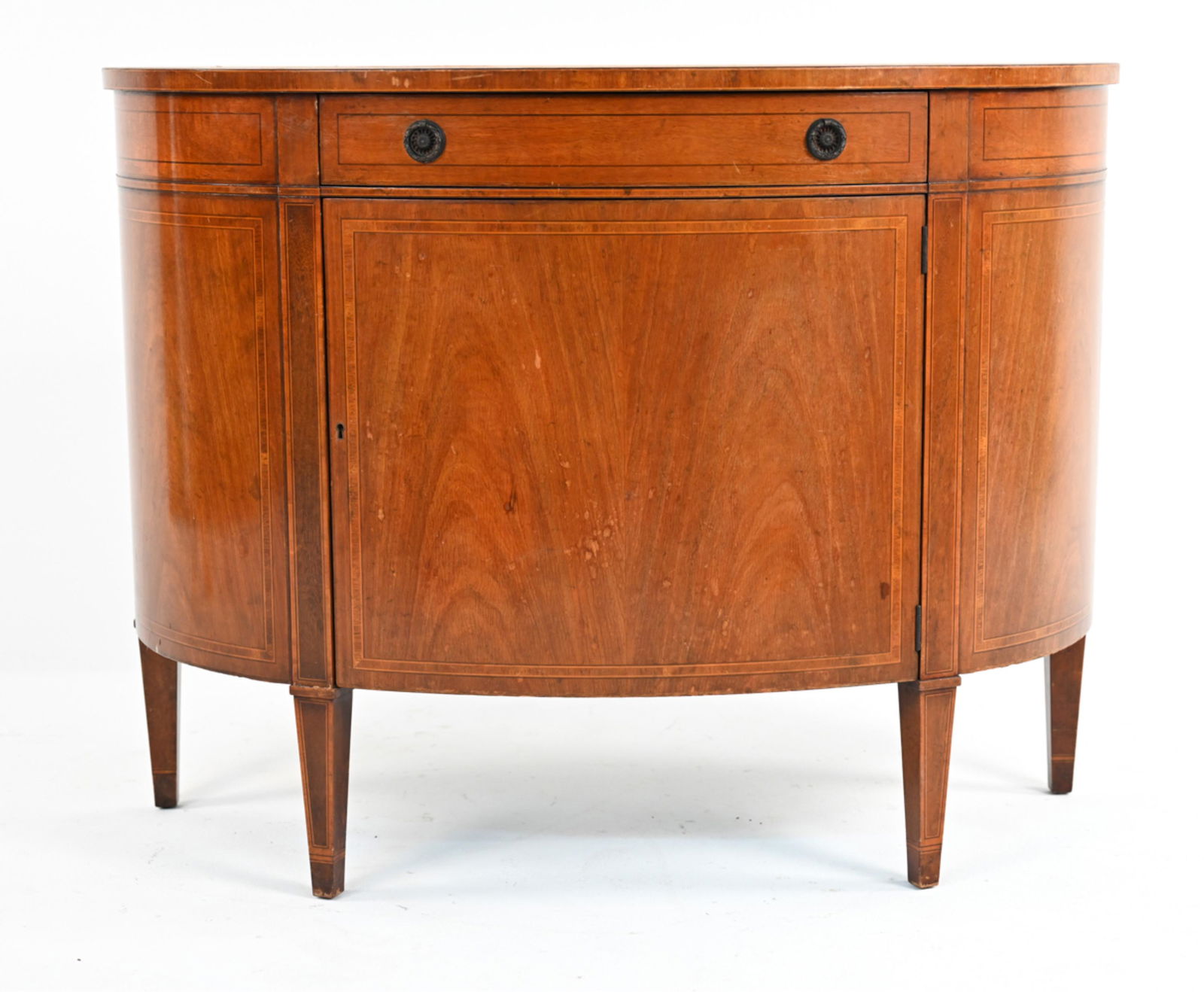 VINTAGE BAKER FURNITURE WALNUT DEMILUNE CABINET (1 of 13)